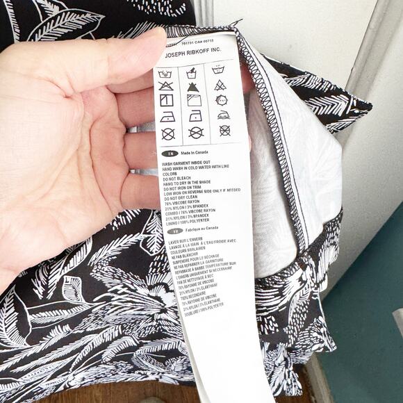 Joseph Ribkoff Zip Front Black White Floral Shift Bodycon Ruffle Dress NEW 10 - Picture 12 of 16